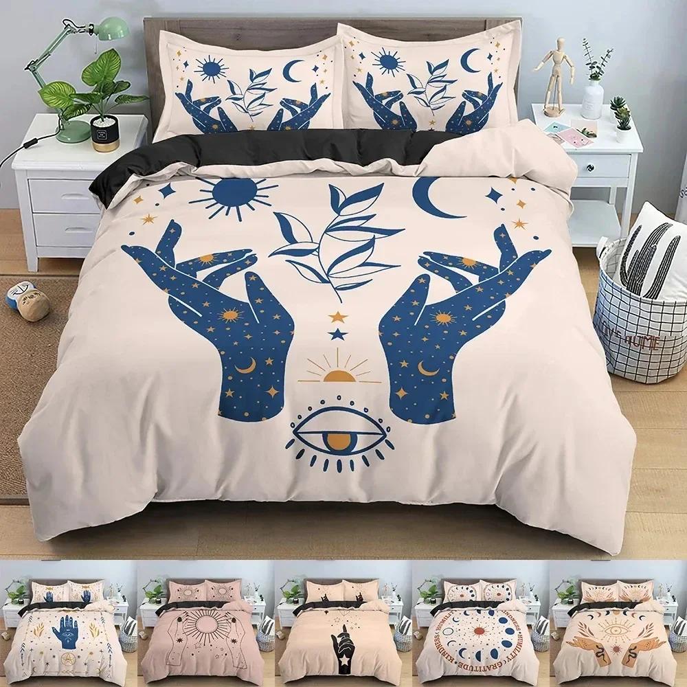 Gesture Pattern Duvet Cover Set Buddhism Style Bedding Set Twin Full Queen Size Comforter Cover Bed Set With Pillowcase