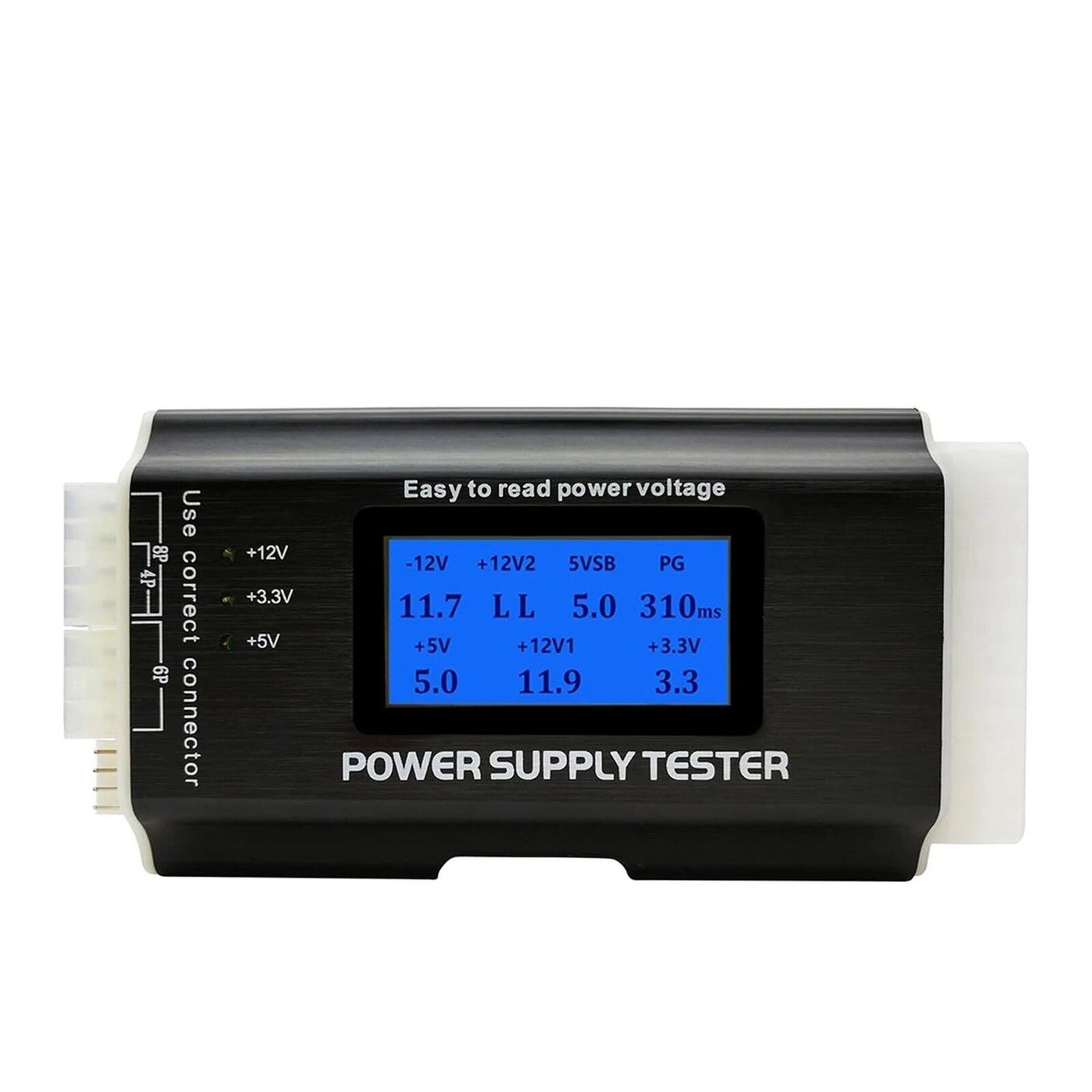 

1 шт. ATX Power Detection Tool Computer Host Power Tester Portable Plastic Shell LCD Display Case Power Tester чёрный