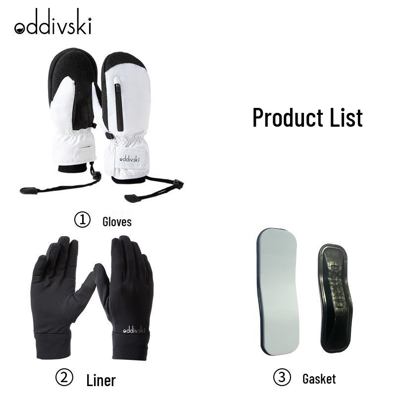 Oddivski Kevlar Ski Gloves with Wrist Guards, Waterproof & Warm, for Men & Women, with Liner, Prevent Sweaty Fingers, Snowboard/Ski Compatible. Small