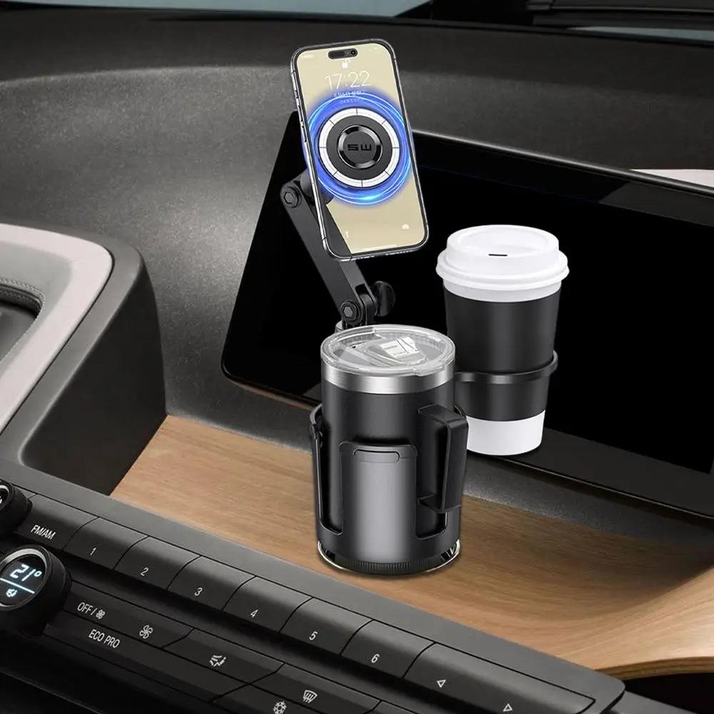 360 Degree Rotation Magnetic Cell Phone Stand Car Cup Holder Expander with Phone Mount Drink Cup Holder Adapter Phone Stand Tool
