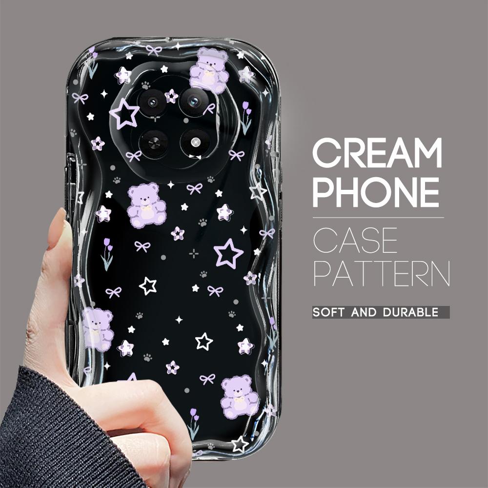 Cartoon Pattern Cream Texture Casing Wavy Edge Soft Silicone Cover Phone Case for OPPO Reno Realme OnePlus Vivo