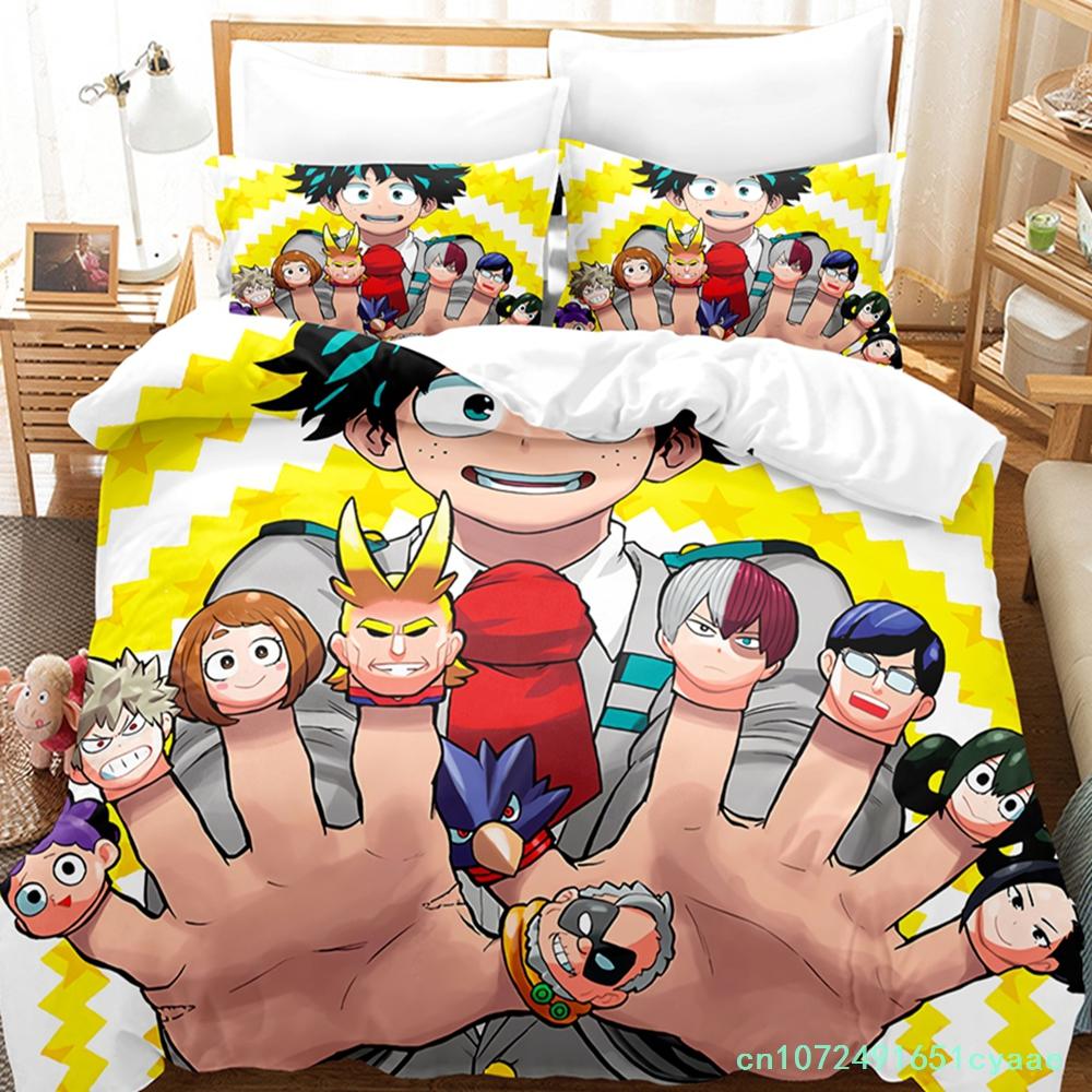 2014 My Hero Academia Bedding Set Single Twin Full Queen King Size Kawaii Bed Set Teenagers Bedroom Duvetcover Sets 3D Print 034