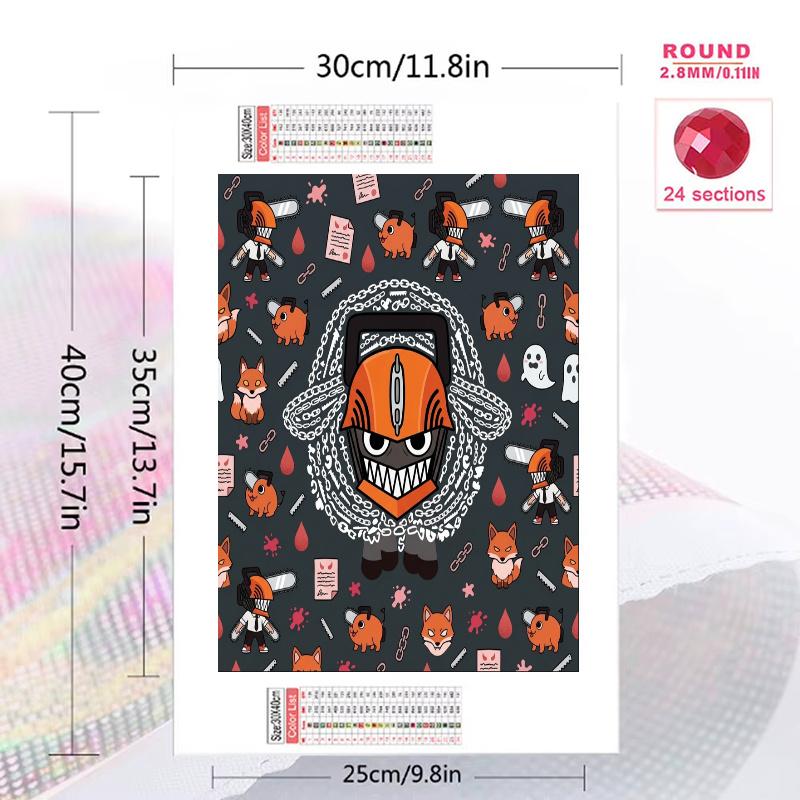 Chainsaw Man Anime Art 100% Round Full Drill 5D DIY Diamond Painting Embroidery Cross Stitch Rhinestone Decor