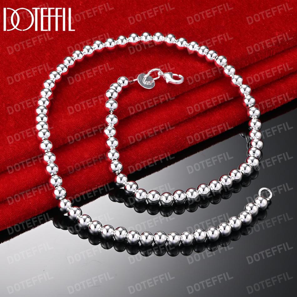 925 Sterling Silver 6mm Smooth Bead Ball Chain Necklace Fashionable Wedding Jewelry