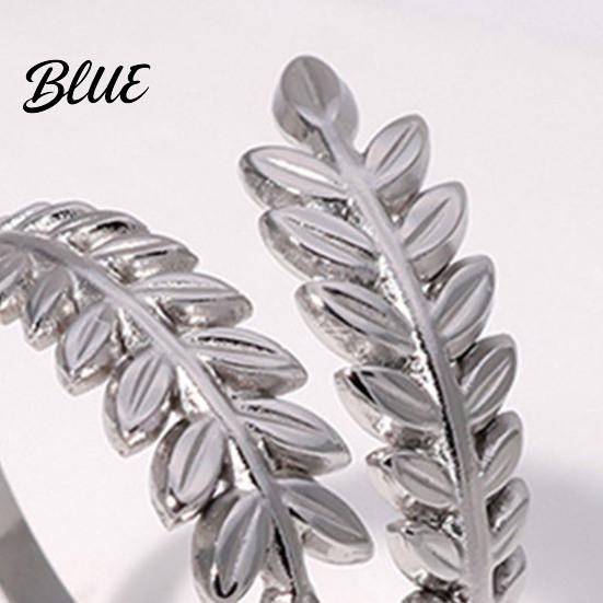 Unique Open Band Ring Adjustable Leaf Natural Style Stainless Steel