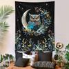 1pc Bohemian Owl Floral Aesthetic Tapestry, Moon and Starry Sky Tapestry, Cute Owl Plant Floral Plant Room Tapestry
