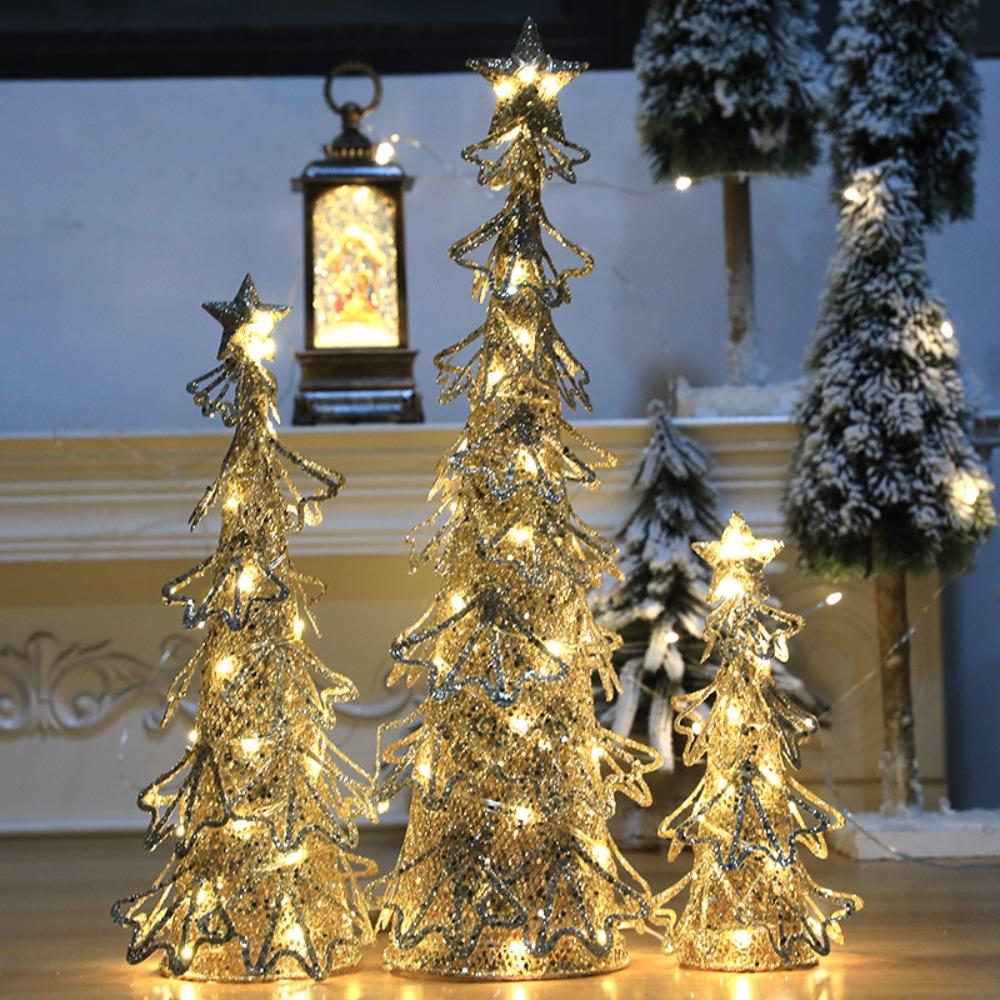 Wrought Iron Christmas Tree Table Ornaments Glitter Christmas Tree Desktop Gift