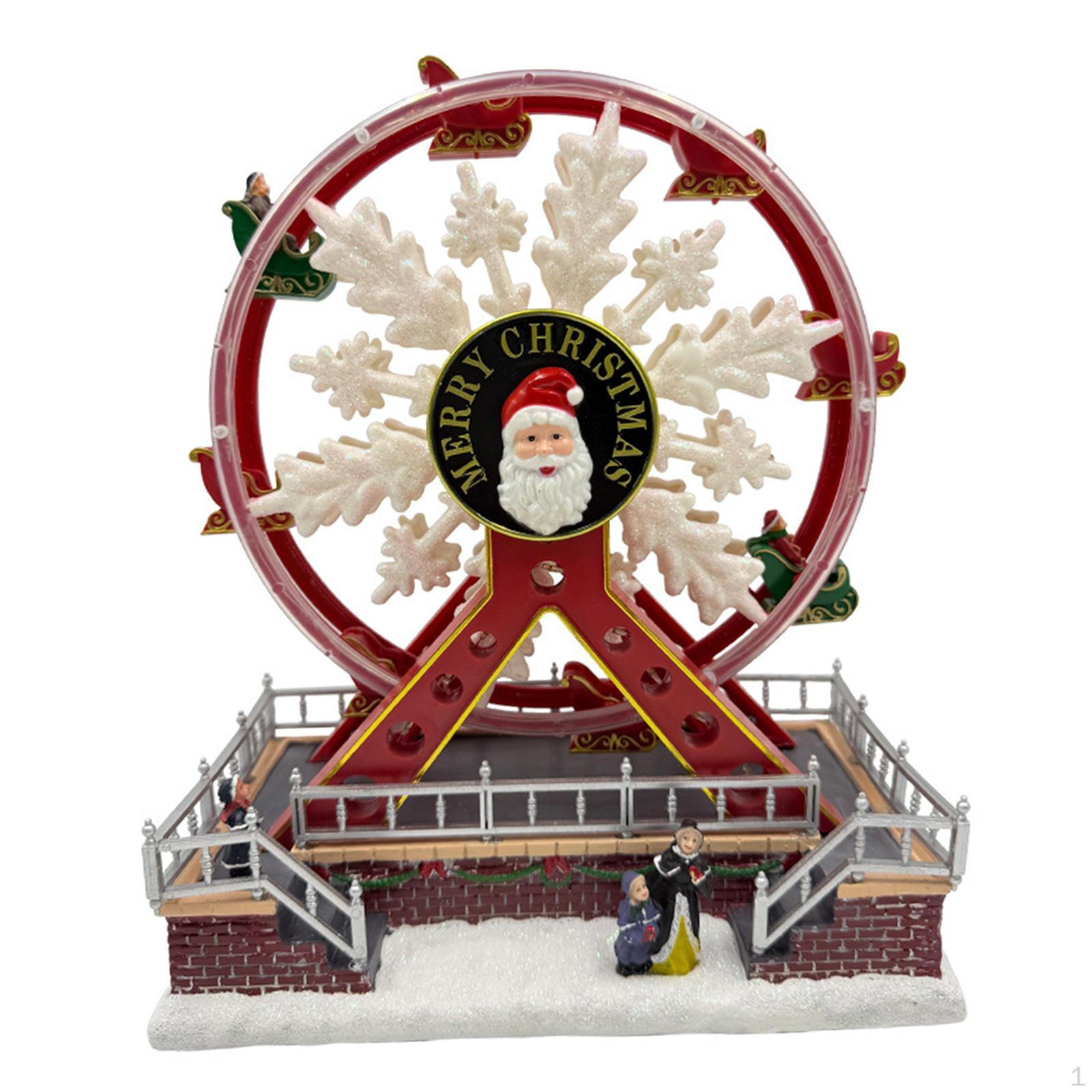 

Lighted Wheel Figurine Table Centerpiece Christmas Gift Music Box Sculpture for Party Holiday Home