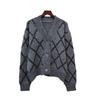 Rhombus sequined knitted cardigan women's autumn and winter new loose and versatile soft waxy design sweater jacket