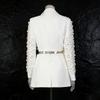Fashion Sexy Wind Skirt Suit Women Lapel Pearl Decoration Short Top + Low Waist Slimming A-line