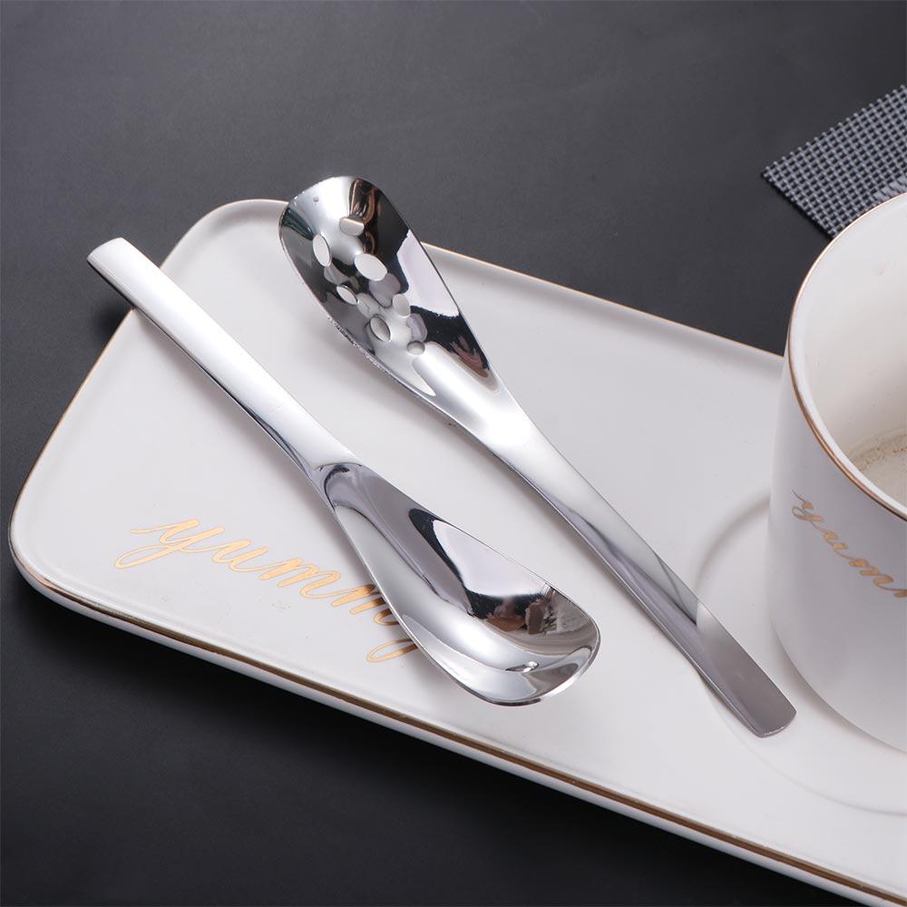 

Stainless Steel Dessert Spoon Long Handle Slotted Spoon Household Colander Ice Cream spoon