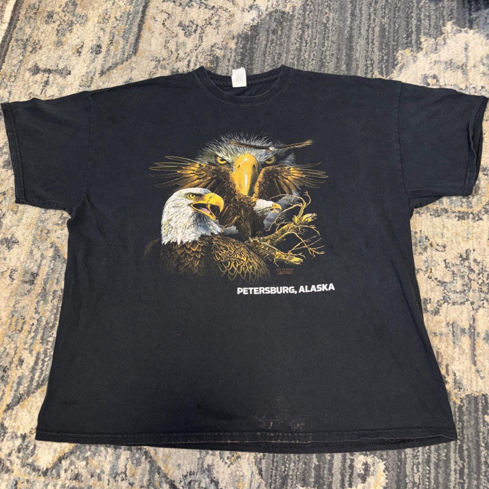 XXL Vintage Petersburg, Alaska shirt, Gildan Heavy Cotton black shirt, stains Unisex T-Shirt M