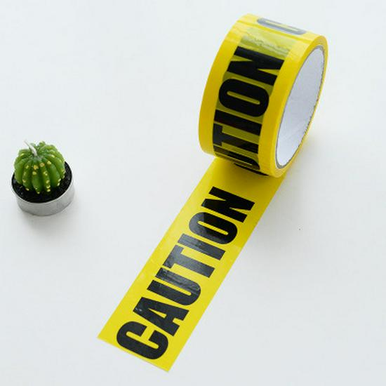 Large Roll Warning Tape - Black Text on Yellow Background, 4.8CM Wide, 25M Long