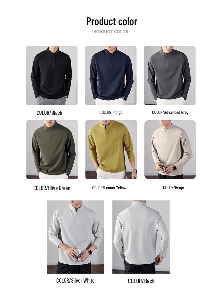 2026 Spring Men's Seamless Half-Zip Long-Sleeve Base Layer Shirt - Outdoor Casual Sports Top