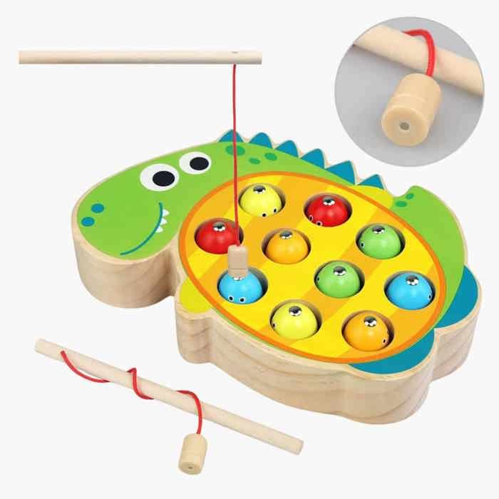Jeu de Pêche en Bois - Dinosaure - Multicolore - 1 joueur ou plus - 3 ans et plus - Éducatif