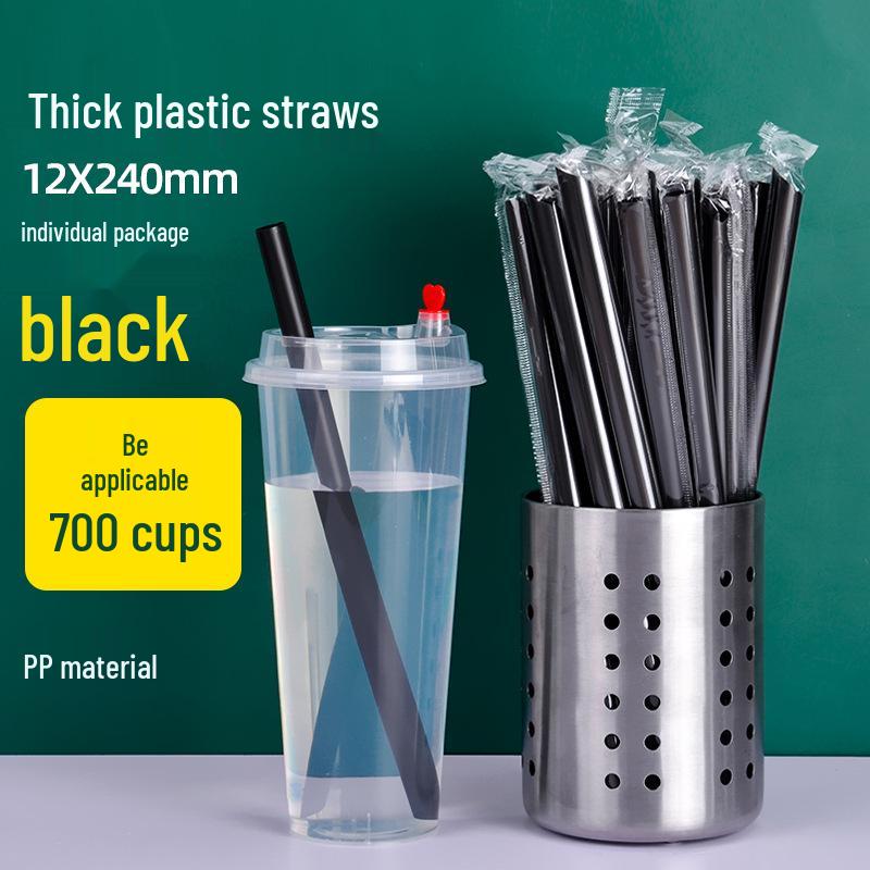 Disposable Transparent Thick PLA Pearl Milk Tea Straws with Independent Packaging