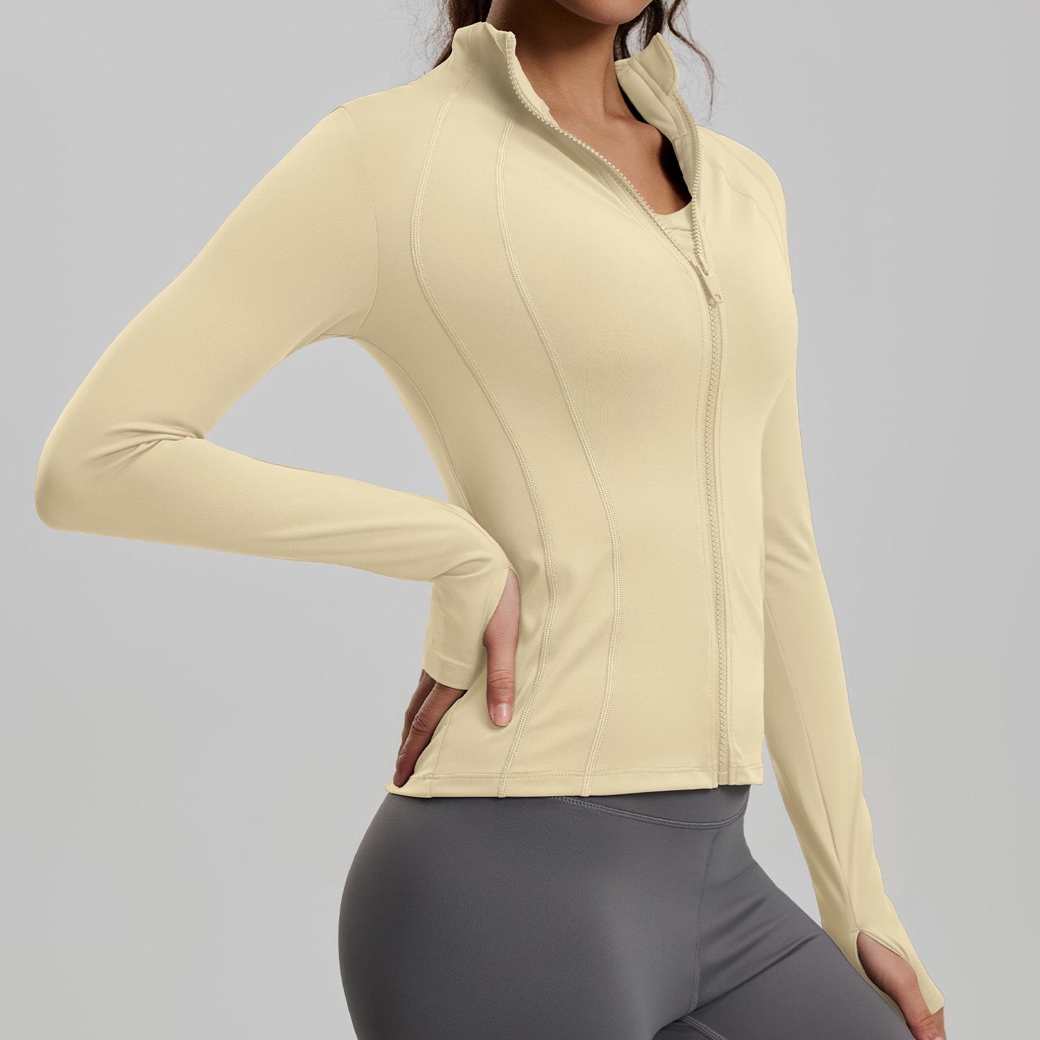 

Women s Cross-border Yoga Jacket: Slim, Breathable, Stand Collar Running Sports Top Small