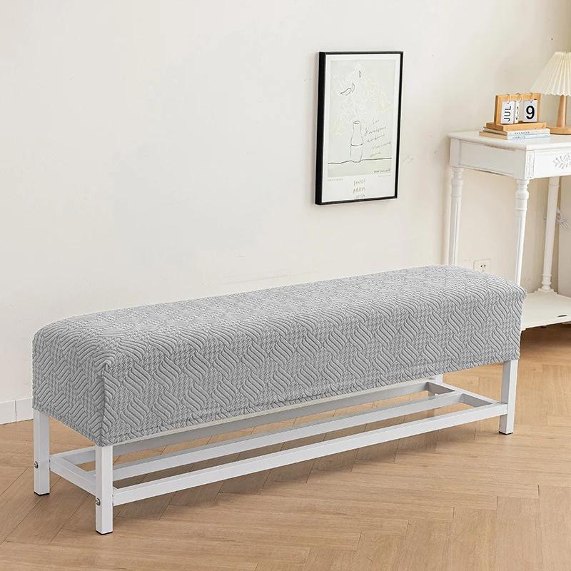 

Бархатный стрейч жаккардовый чехол на обеденную скамью для гостиной, спальни, пылезащитный, съемный чехол-накидка на скамью, моющийся протектор сиденья скамьи XS светло-серый