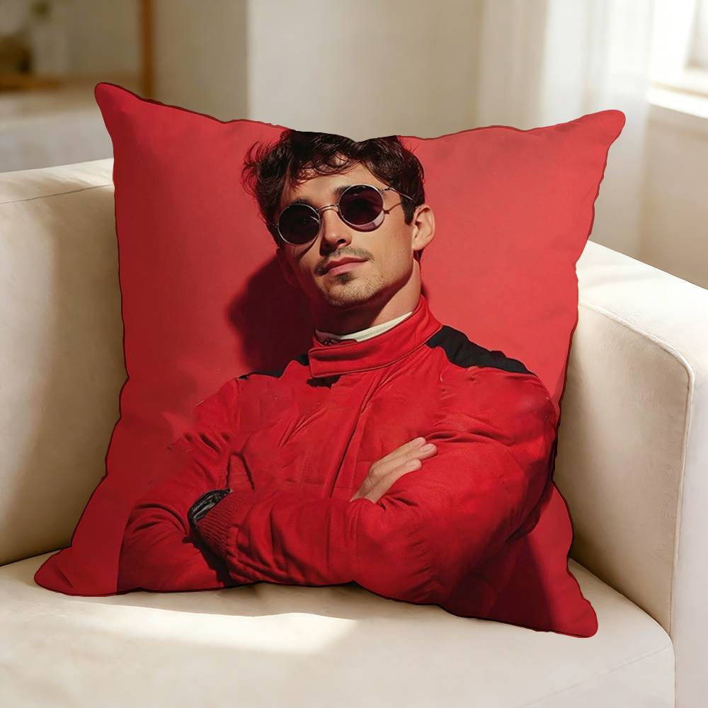 Car No  Driver CCharles LLeclerc  Square DoubleSided printed Pillow Case Bedroom Bedside Pillow Sofa Cushion Cover