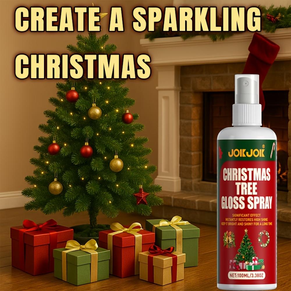 JOKJOK Instant Glow Christmas Tree Shine Spray - Long-Lasting Glossing Spray for Ornaments, Plastic-Based Formula, One Spray & G