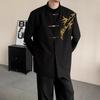 Men's Traditional Style Engagement Suit – Gold Bamboo Embroidered Zhongshan Outfit