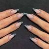 24Pcs French Almond False Nails Pink Stiletto Press On Nails With White Edge Design And Glue Simple Wearable Nail Tips