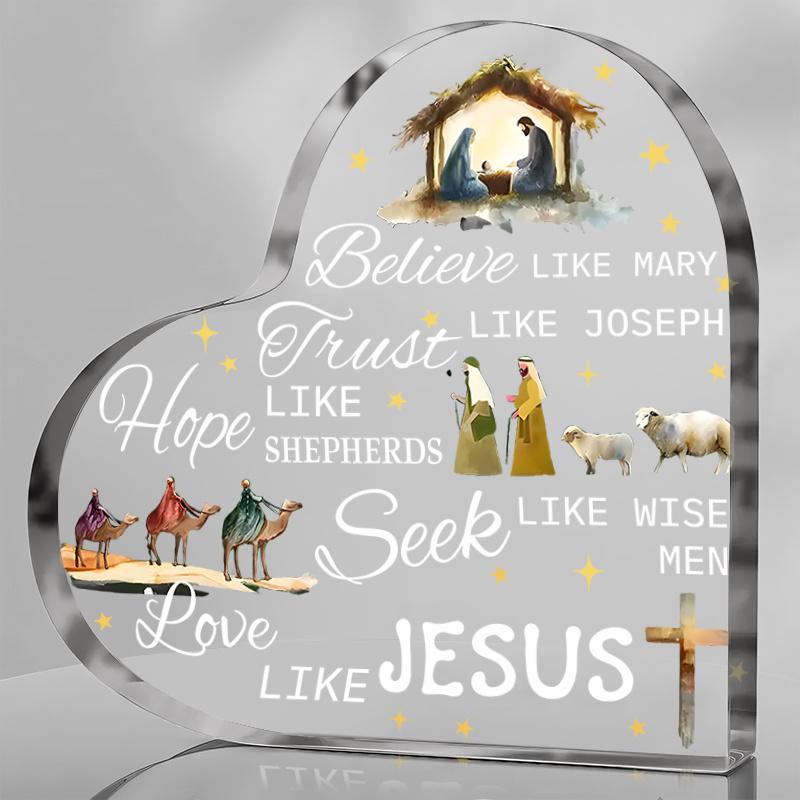 

Acrylic Holy Night Nativity Scene Decorative Sign & Plaque | Perfect Desktop Ornament for Home and Office, Excellent Gift for Family or Friends 10*10cm