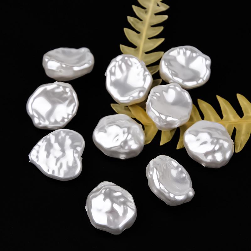 ABS Oregelbunden Triangel Vita Imitationspärlor - Halvfärdiga, Rakt Hål, Lösa Pärlor