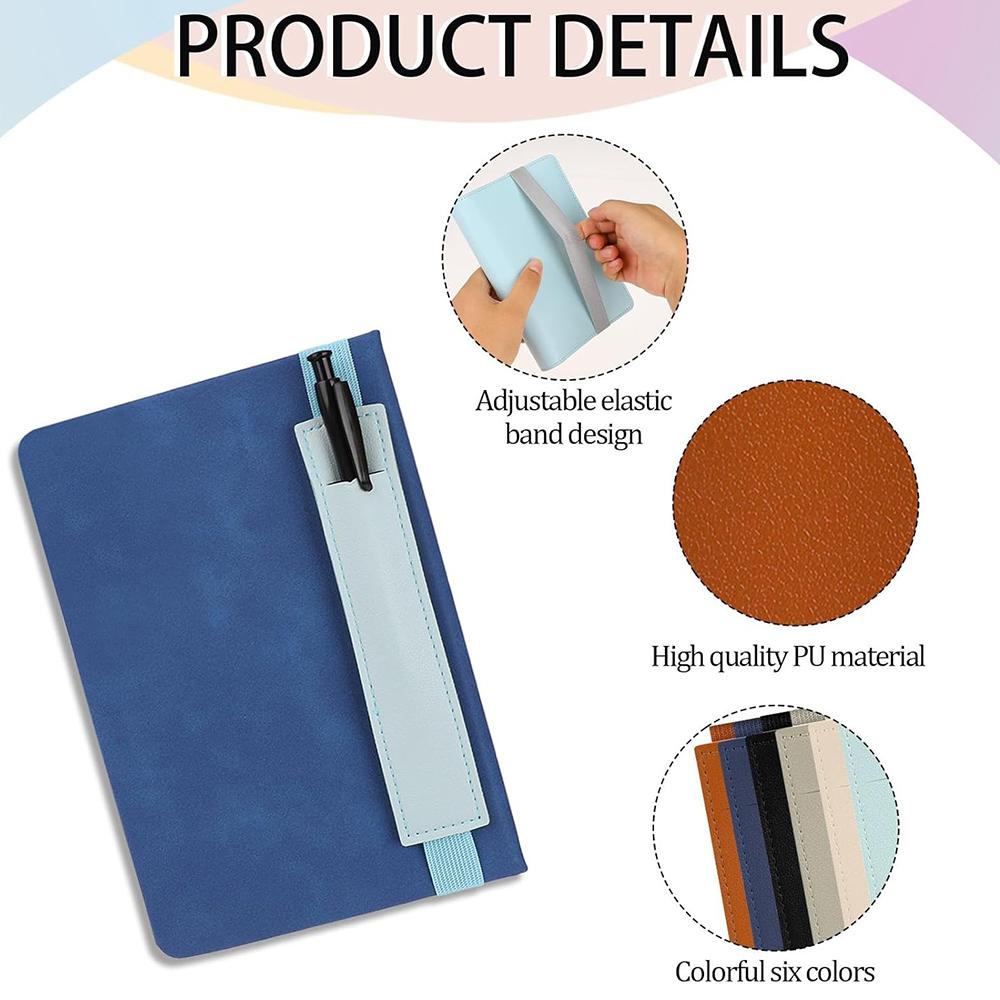 2Pcs Elastic Pen Holder for Notebook PU Leather Adjustable Pen Sleeve Pouch with Stretchable Band for Notebook Planners Binders