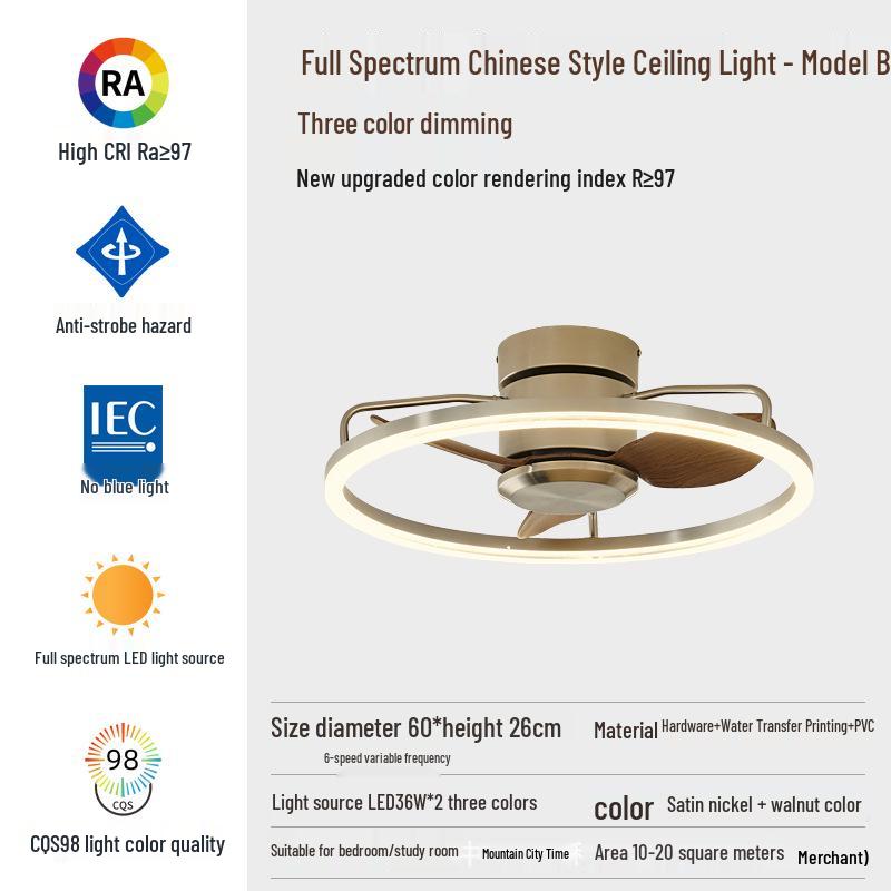 Retro Industrial-Style Ceiling Fan Light for Bedroom or Dining Room