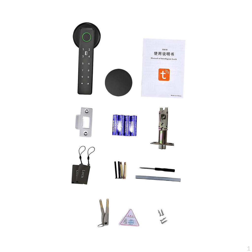 Door Lock with Physical Keys Biometric Knob Electronic Digital Support Multiple Languages