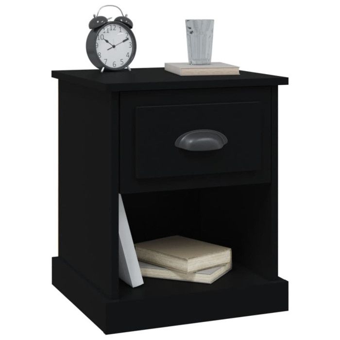VidaXL Table de chevet noir 39x39x47,5 cm bois d’ingénierie 816130