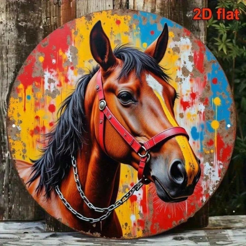 Metal Poster Horse Head Retro Aluminum 8x8 Inch for Bar Wall Decor