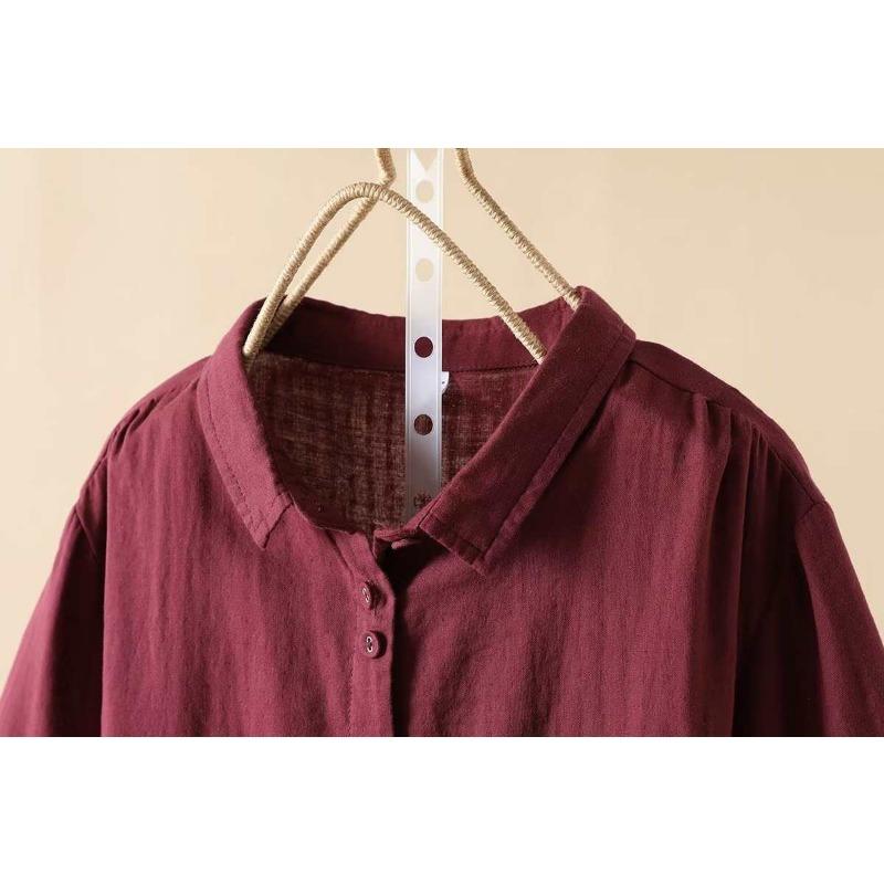 Double Layer Cotton Short Sleeved Shirt Women's Loose Sun Protection Design Niche Jacket Pure Cotton Loose Versatile Top Blouses & Shirts