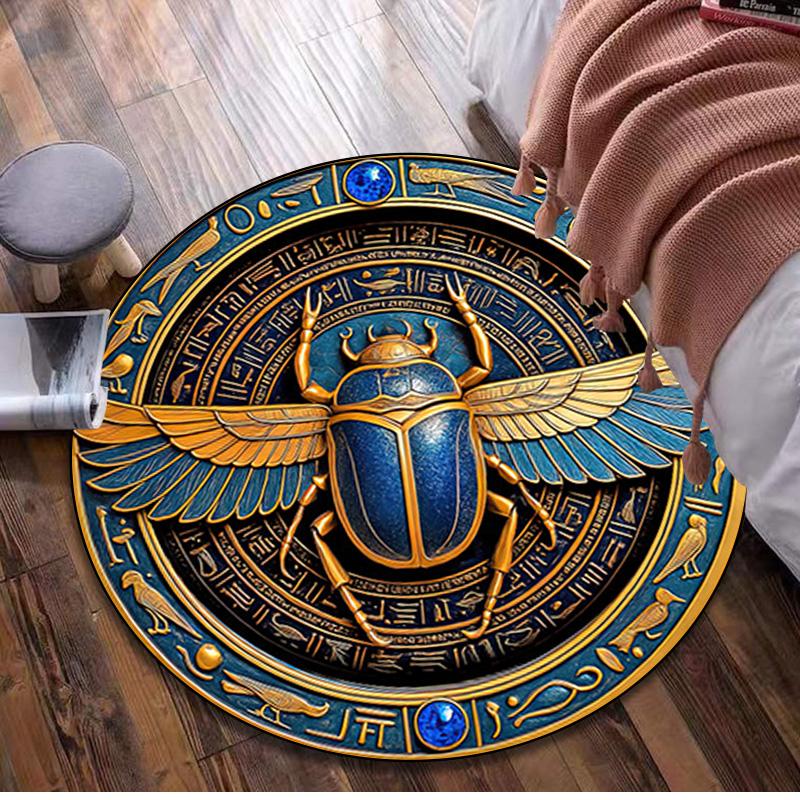 Egyptian symbolism Compass Circular Rug - Office Decorative Carpet For Living Room Bedroom Door Mat Floor Rug Computer Chair Area Rug