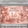 2D Rose Gold Sweet Sixteen Backdrop 16th Birthday Party Background