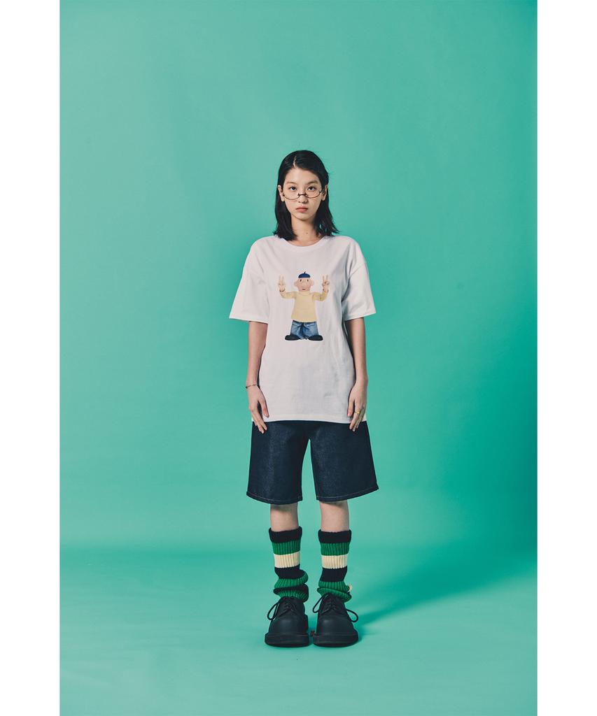 LAUGHER [Pat&Mat] Motion Pat T-Shirt - White