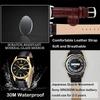 SKMEI Couple Wristwatch Set Men's and Women's Classic Black Leather Waterproof Luxury Watches for Wedding Anniversary Mother's Day Father's Day Gift