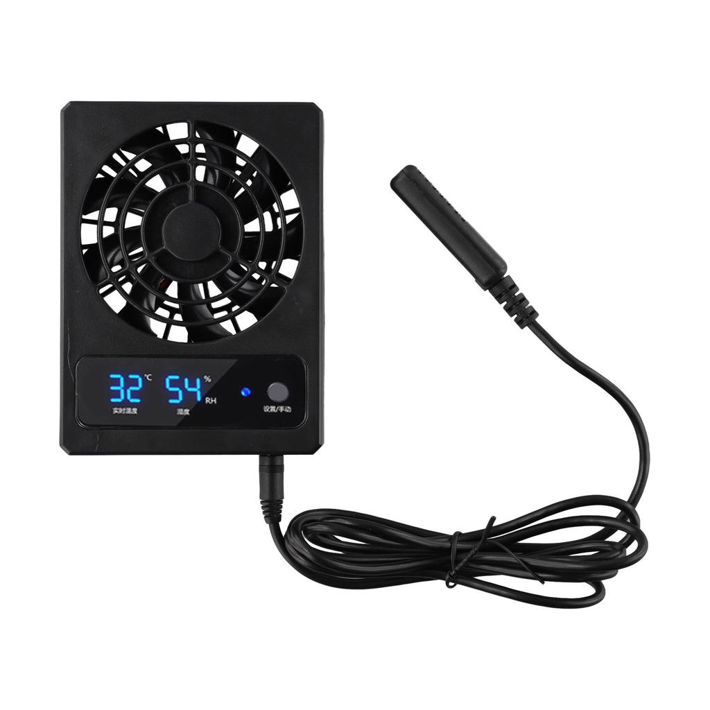For Reptile Enclosure Temperature Control Fan 2700RPM 28dB 4.41*3.32*0.98in Black Calm Cool PP With LED Display
