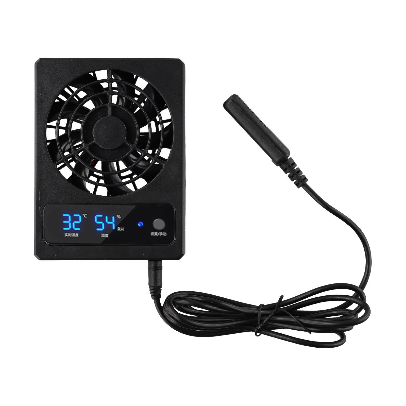

1pcs Ventilation Fan Smart Cooling Fan With LED Display For Reptile Enclosure Tank Dehumidifier For Rainforest Terrarium