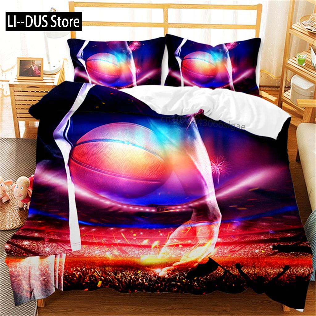 Duvet Cover Basketball Player Queen Bedding Set Microfiber Competitive Sports Game Comforter Cover For Kids Teen Bedroom Decor