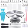 35-Piece Aluminum Turntable Cake Decorating Set with Piping Tips, Scraper, and Spatula