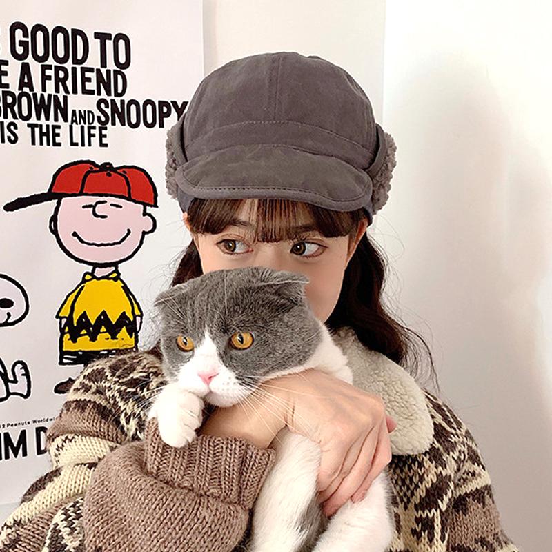 

New Women s Warm Winter Hats Stylish Add Fur Lined Soft Beanie Cap with Brim Thick Winter Knitted Hats for Women Average size 54-59CM