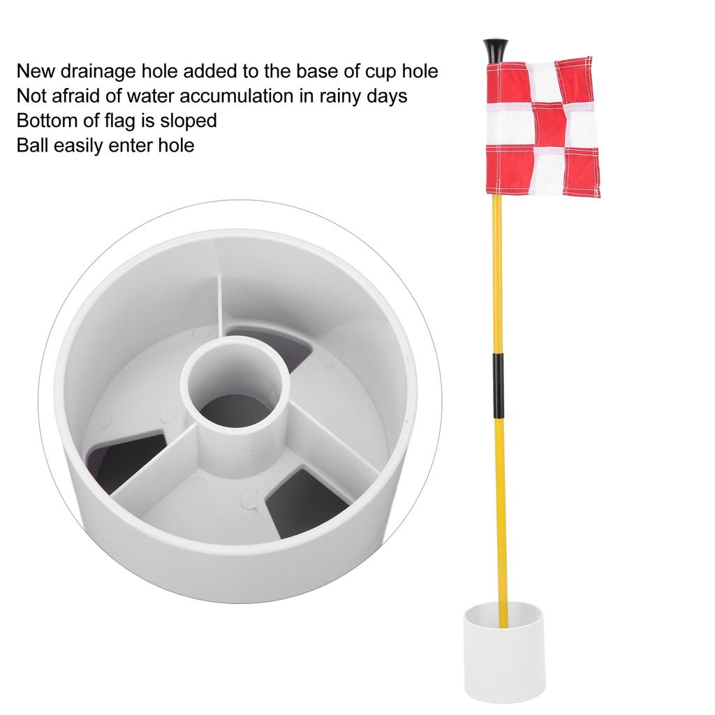 Pin Flag Hole Cup Set for Putting Green Flagstick Yard Practice Supplies Portable 2 Section Detachable