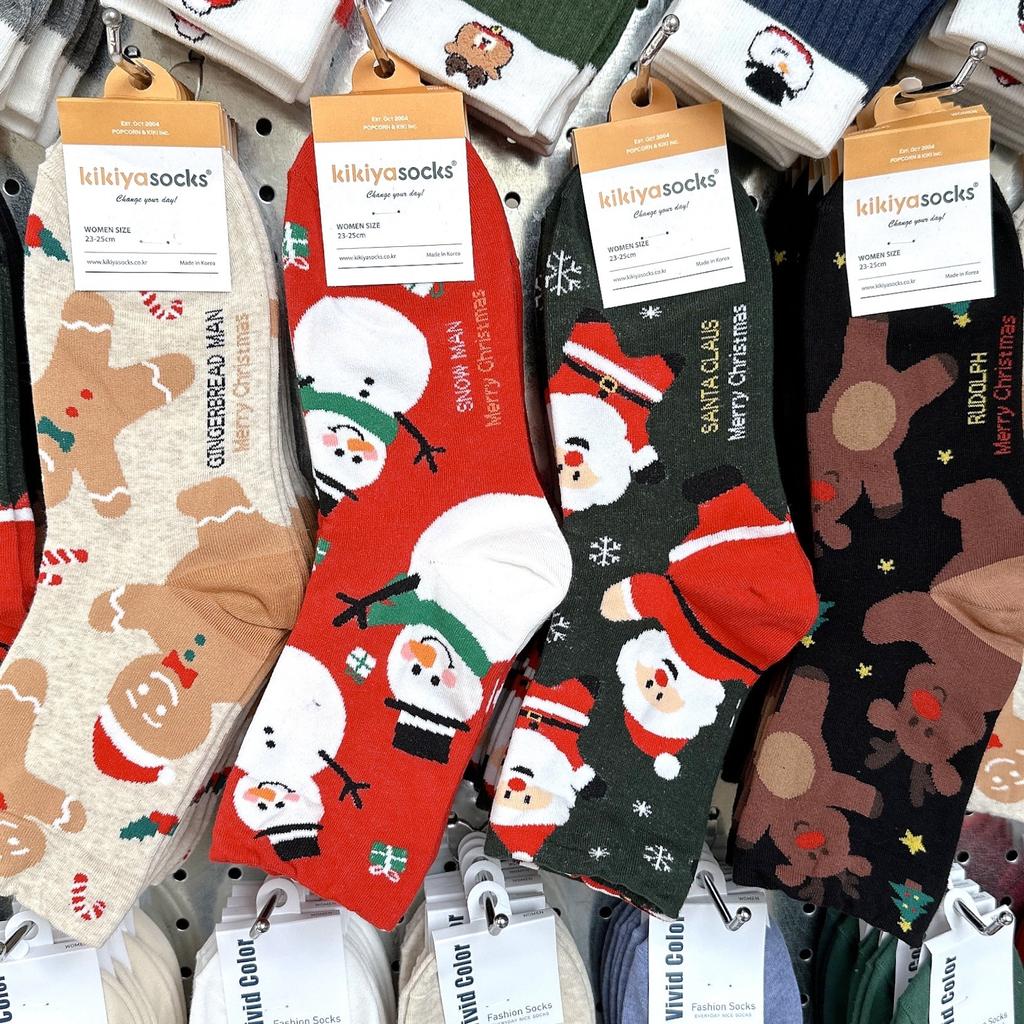 Podzimní a zimní teplé vánoční ponožky Sněhulák Elk Perník Roztomilý kreslený Santa Claus Ponožky do půli lýtek