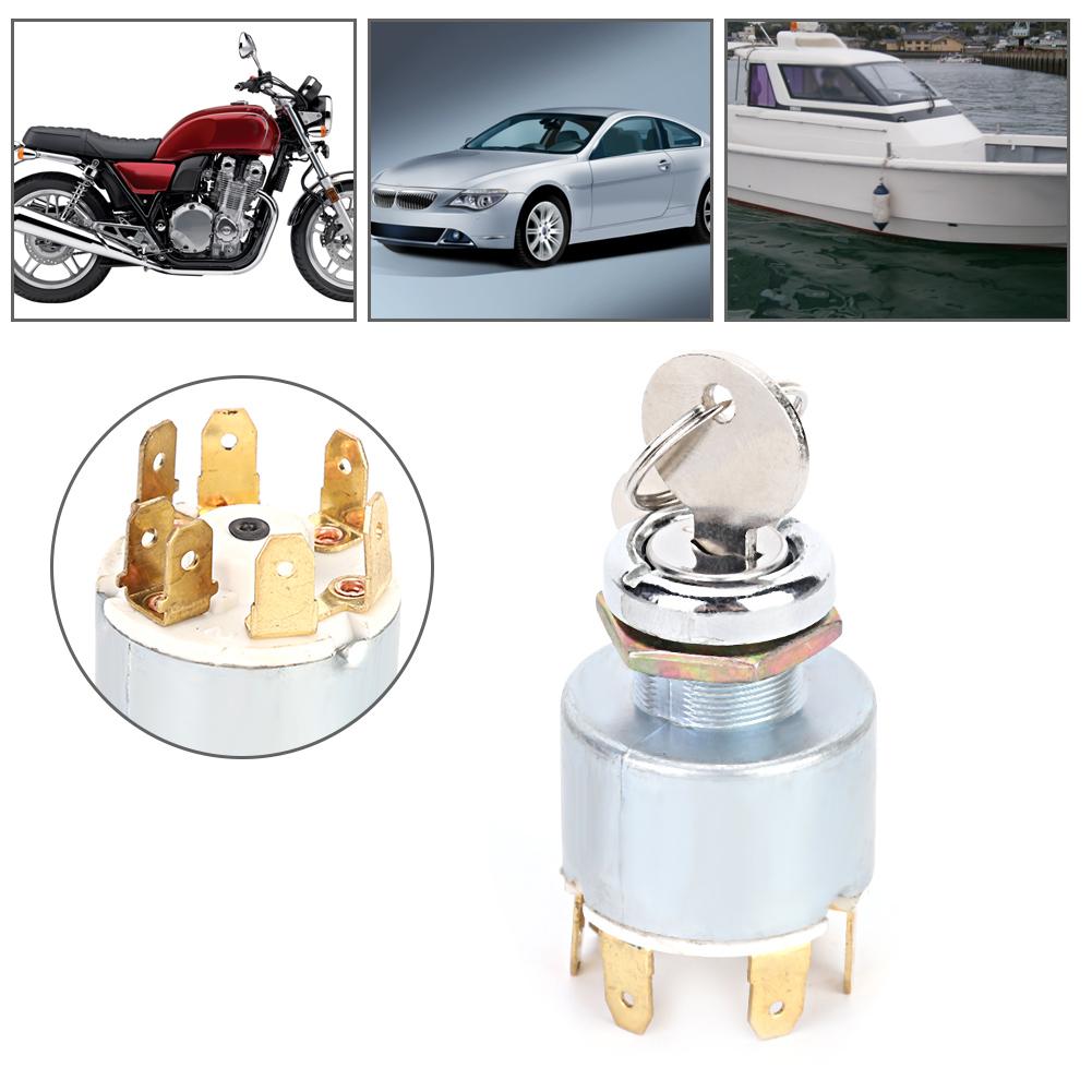 Universal 12V 4 Position Ignition Switch Lock Keys for Car Motorcycle Bike Boat