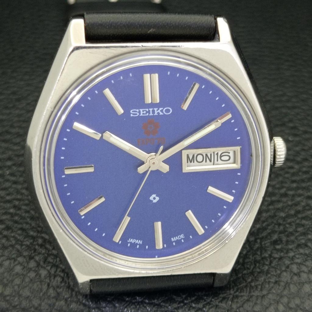 Seiko EXPO 70 AUTOMATIC JAPAN 6349A MENS VINTAGE BLUE DIAL WATCH A701282-5 R206a-a701282