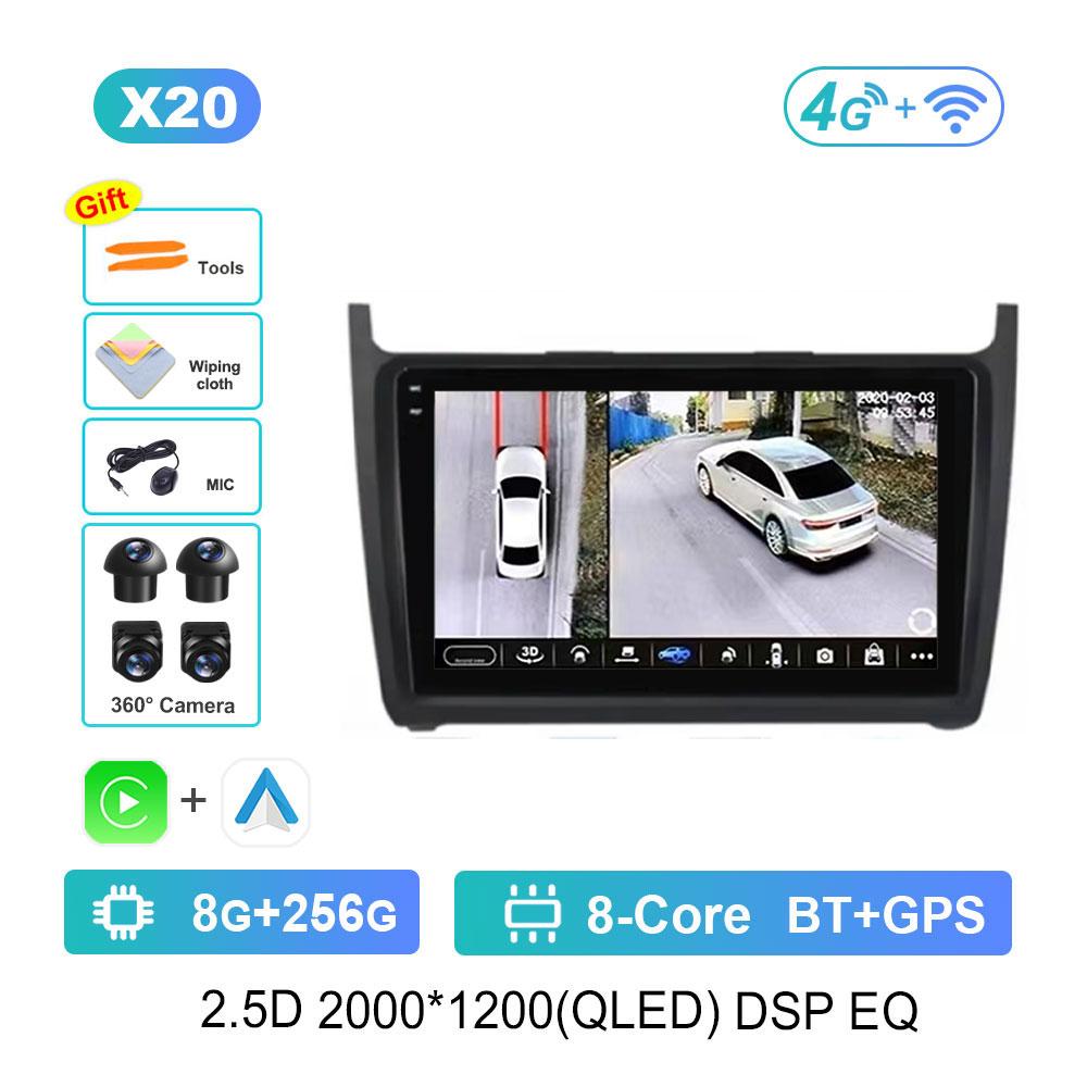 Android 14 Car Video Multimedia Player for VW Volkswagen POLO 5 2008 - 2017 GPS Navi DSP Stereo WiFi BT 4G HD Touch Screen