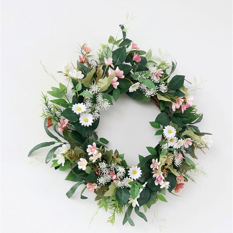 Artificial Flower Wreath Spring Wreath Decoration for Front Door Farmhouses Garden for Wedding Party Home Decoration