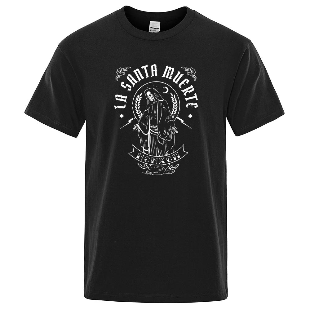 

Gothic Style Holy Death Witch Series Summer Street Hiphop Style Loose Sporty Personalized Pure Cotton Mens Tshirt S